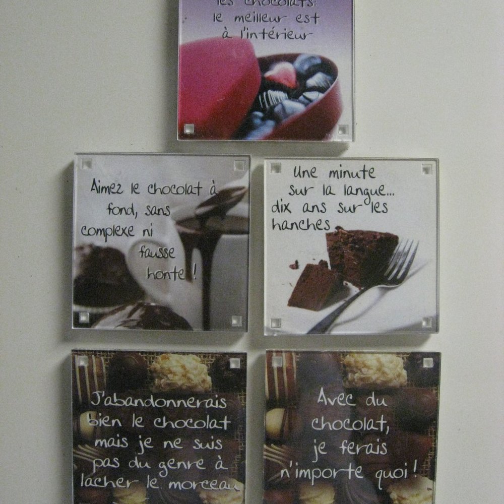 Fridge Magnets Chocolate Sentiments History & Heraldry French Francais Lot of 5